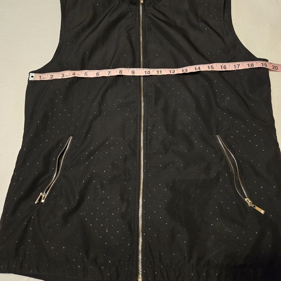 Monterey Club Zip Vest Size Medium Black With Shiny Dots Golf Windrlbreaker Vest - Picture 3 of 7